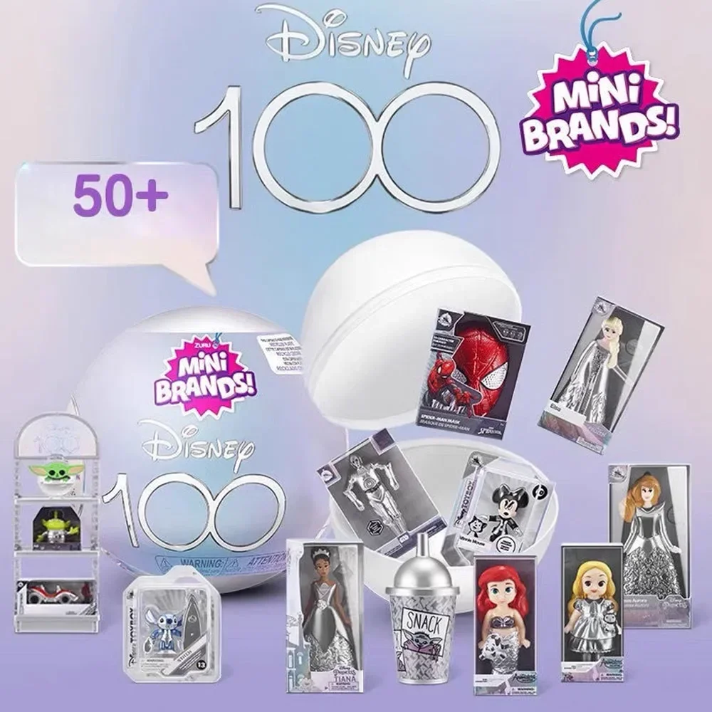 Disney 5 Surprise Ball Mini Brands Limited Edition Platinum Collection 100 Anniversary Cartoon Mystery Capsule Toys Kids Gifts