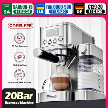 Cafelffe Fully Automatic Espresso Machines Automatic Milk Froth Ground Coffee Stainless Steels Cappuccino maker Cafeteria 20Bar