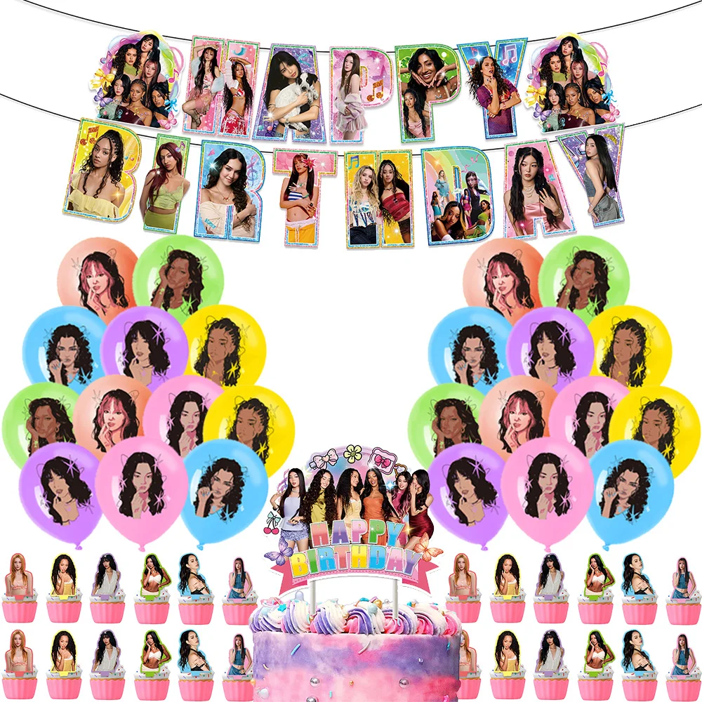 Für K-KATSEYE Geburtstagsparty-Dekorationsset Teller Tischdecke Luftballons Kuchendekoration Banner Kindergeburtstagsgeschenk Babyparty – Detail 6