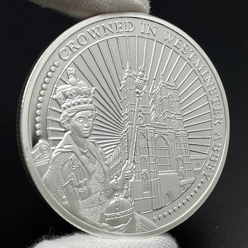 Queen Elizabeth II Platinum Jubilee Silver Coin 1952-2022 Purple Crown Souvenir Medal Crowned in Westminster Abbey Badge 2
