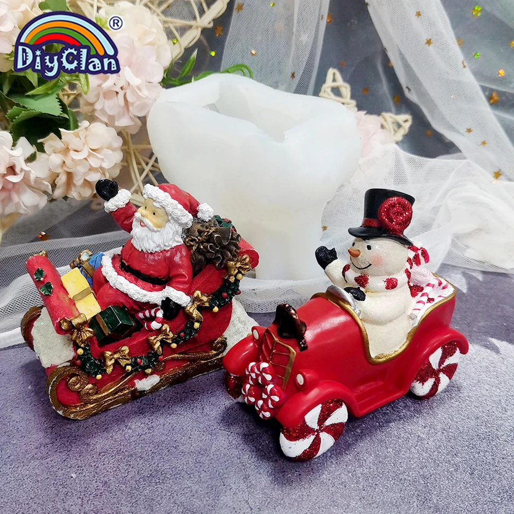 Neue Santa Claus Schlitten Kerze Form Fondant Kuchen Dekorieren Werkzeug DIY Silikon Harz Gips Aromatherapie Form Weihnachten Dekor – Detail 6