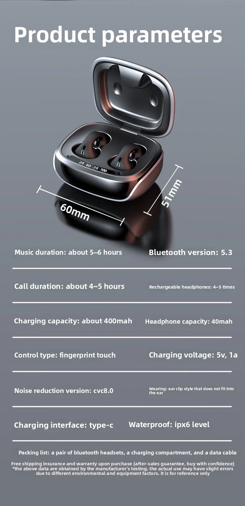 Air conduction pinch ear Bluetooth headphones with jet code noise reduction priv