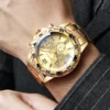3pcs/set Fashion Men's Luxury Watch Set Trendy Party Hip Hop Men's Quartz Analog Watch with Jewelry Set(Box not included)） 4