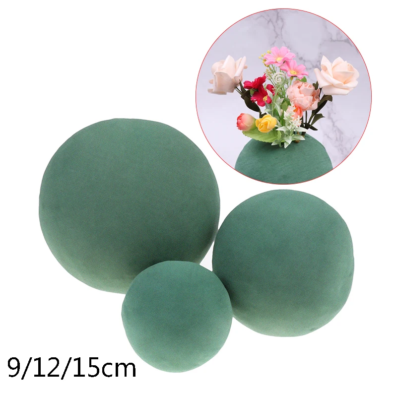 Herramientas de arreglo de flores, bolas de flores secas verdes redondas, bloques de esponja de barro, ramo de espuma, decoración Floral fresca, 9/12/15cm, 1 unidad