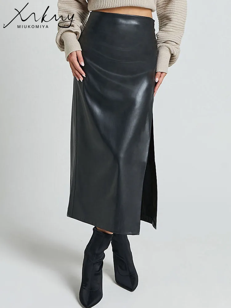 Jupe Crayon En Simili Cuir Noir - Taille S, Mi-longue, Neuve Avec étiquettes (Good Look)