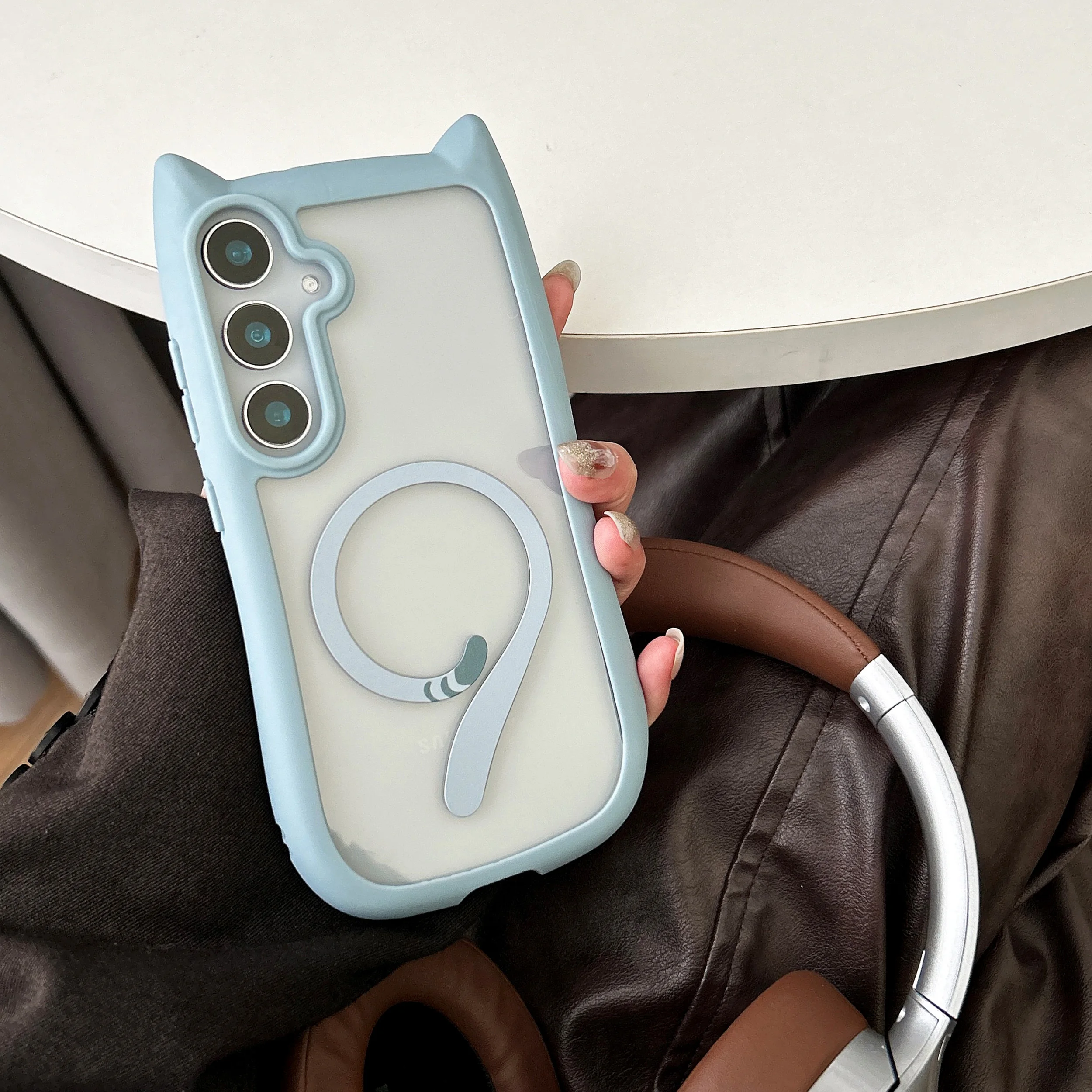 Magnetic Transparent Cat Ear Shockproof Phone Case