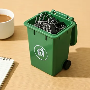 2 mini contenitori verdi da scrivania, organizer per piccoli oggetti, cestino portaoggetti da ufficio, fermagli per carta e piccoli accessori da scrivania