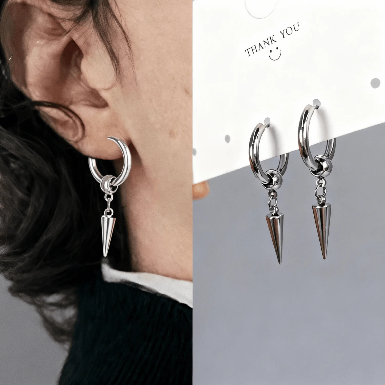 1/3 Paar Stern Punk Edelstahl Schwarz Piercing Hoop Ohrring Set für Mann Frau Teenager Huggie Schmuck Y2k Zubehör trendy Neue – Detail 2