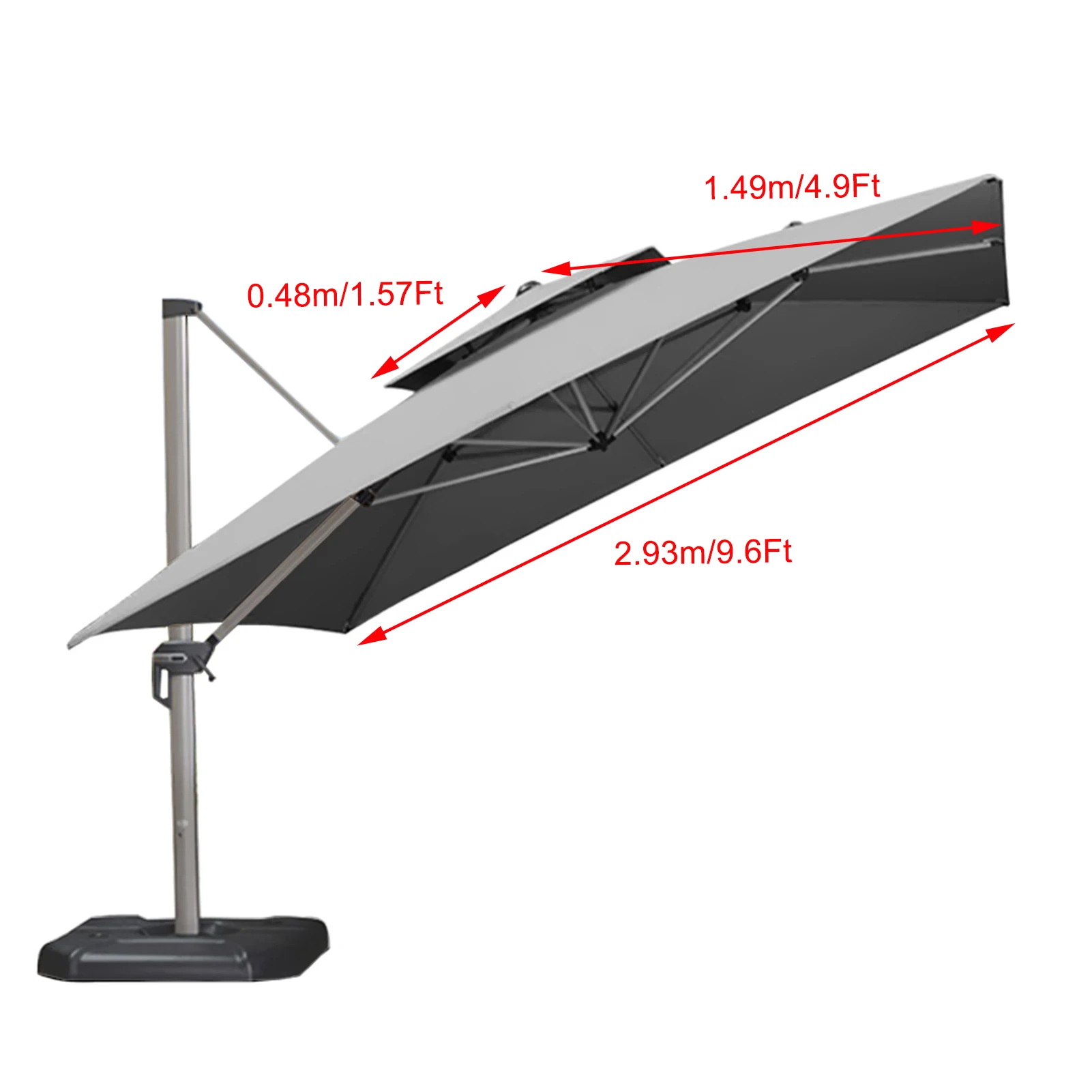 3*3m Square Replacement Umbrella Surface Rainproof Fabric Cloth Double Top Outdoor Sunshade Umbrella Roman