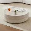 39.37” Round Coffee Table ,Travertine Textured Tables Fiberglass Center Side Tables for Living Room Office, coffee table 5