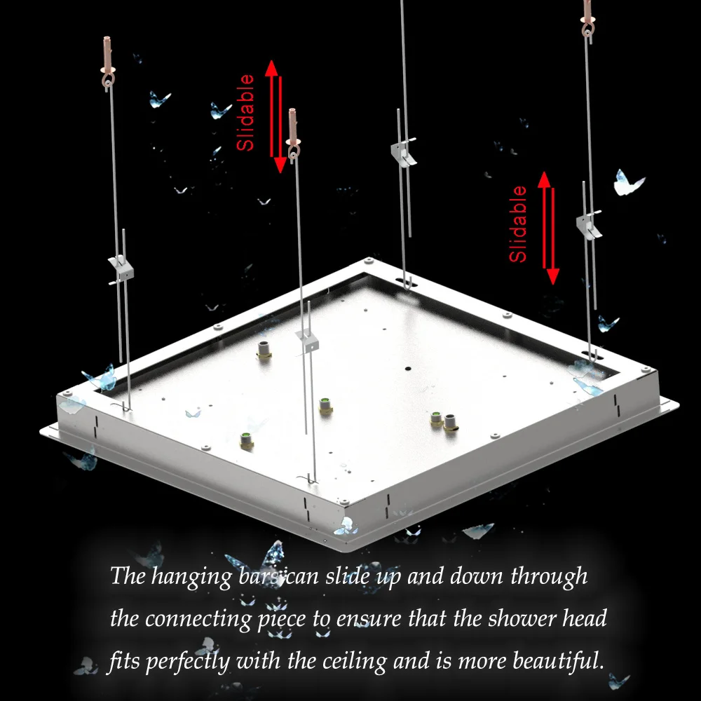 Description Picture 3 of itemThermostatic Concealed Shower System Bathroom For LED Ceiling Rain Shower Head Waterfall 6-way water outlet Faucet Massage Jets