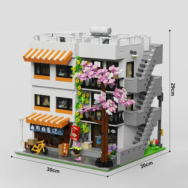 3911PCS Japanese Apartment Modular Building Blocks,with 5 Figures,Street View Model Bricks LED Light Toys Idea Gifts Home Decor