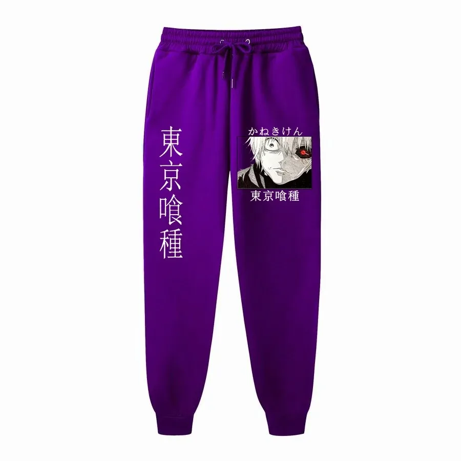 2024 Autumn and Winter Men's Jogging Pants Tokyo Ghoul Anime Print Versatile Casual Pants Comfortable Fleece Sweatpants S-3XL 2