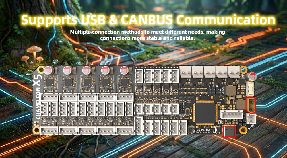 FYSETC Chameleon X5 Motherboard ERCF QuattroBox MMU Systemboard mit Heißlufttrocknungsfunktion und USB/CANBUS-Kommunikation – Detail 7