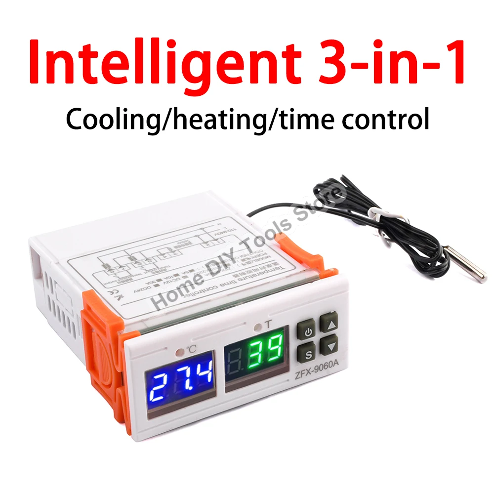 

3 In 1 LED Dual Digital Temperature Controller LED Display Thermostat Heating Cooling Time Control 10A AC 110V 220V DC12V 24V