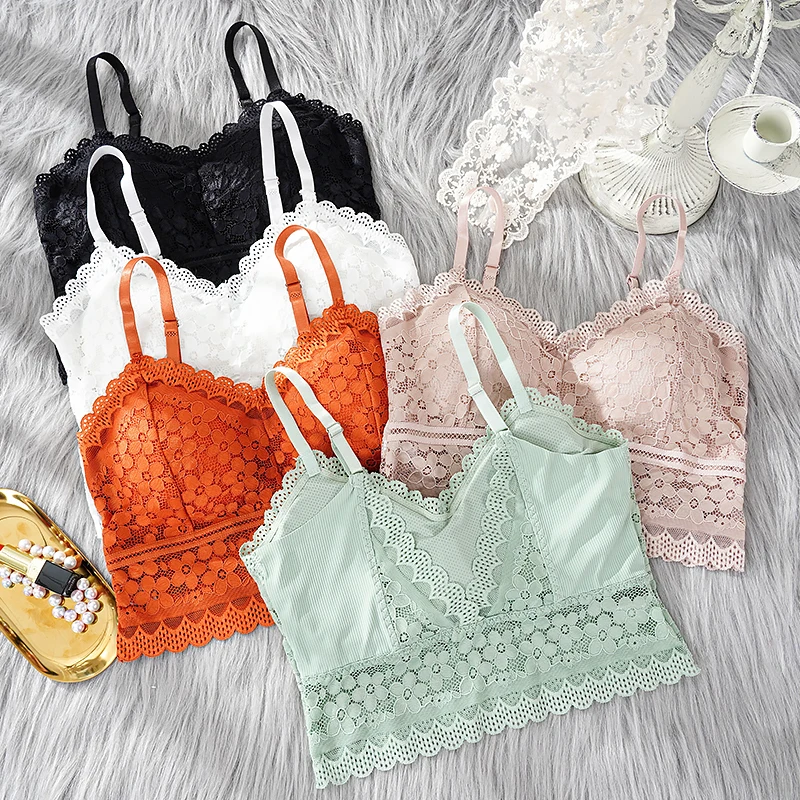 Description Picture 6 of itemSexy Women Lace Tank Top Bra Sleeveless Bralette Padded Summer Streetwear Bandeau Push Up Underwear Female Tube Tops