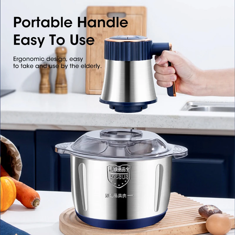 Electric Meat Grinder 5L 304 Stainless Steel Multifunctional Food Crusher Vegetable Slicer Chopper Mincer Baby Food Processor