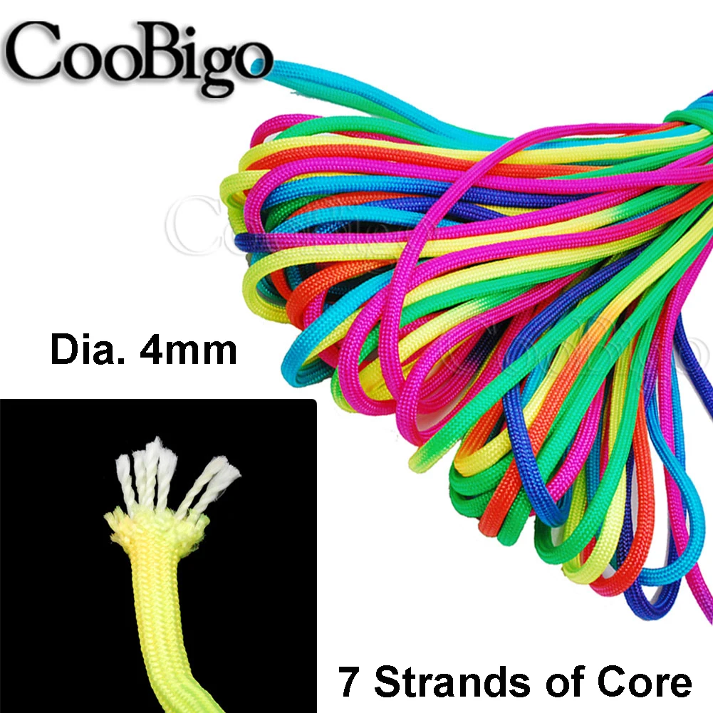Rainbow Paracord Rope - 4mm, 550 Strength for Outdoor Climbing, Camping, Survival, and DIY Bracelets