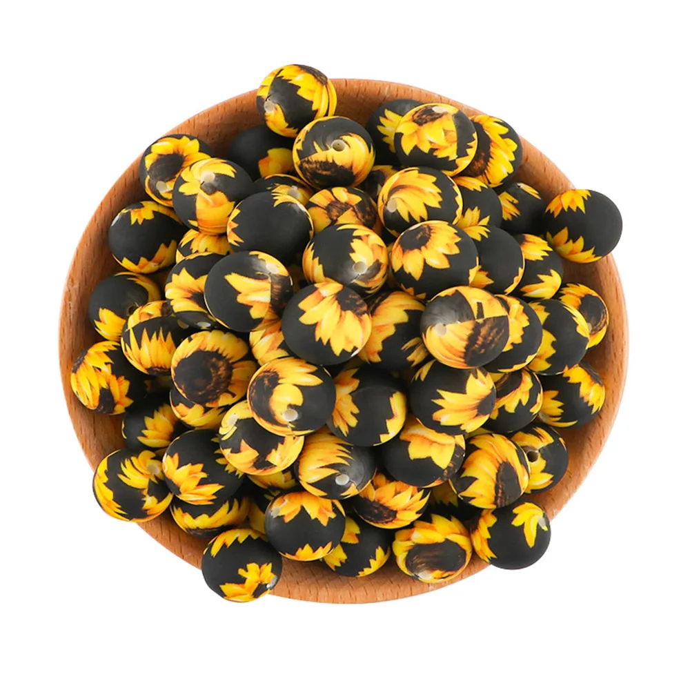 thumbnail image 1 of Lote de 10 o 20 cuentas de silicona redondas impresas de 15 mm y 12 mm con estampado de leopardo para hacer joyas, accesorios de joyería DIY, 1 of 5