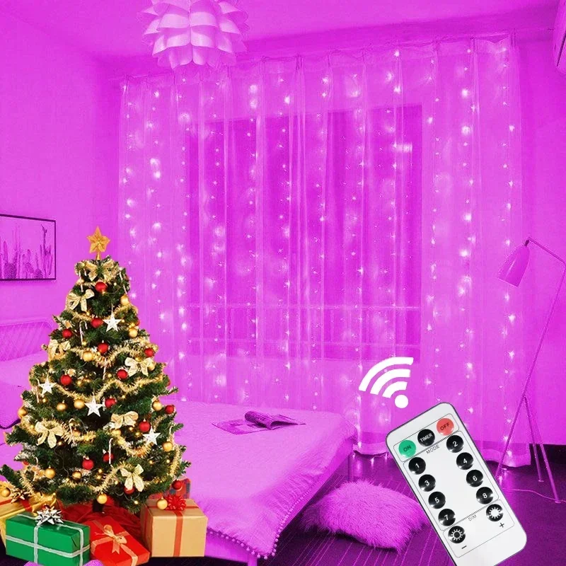 thumbnail image 1 of Guirnalda de luces LED navideñas con USB de 6/3 m, 8 modos, control remoto, para fiestas en casa, árbol de Navidad, decoración navideña, 1 of 5