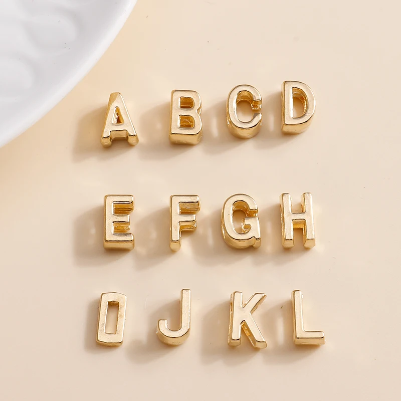 Leslie Mixed 20 Stück Goldfarbe 26 A-Z Buchstaben Charms Perlen Metalllegierung Alphabet Anhänger DIY Halskette Armband Ohrringe Markierung
