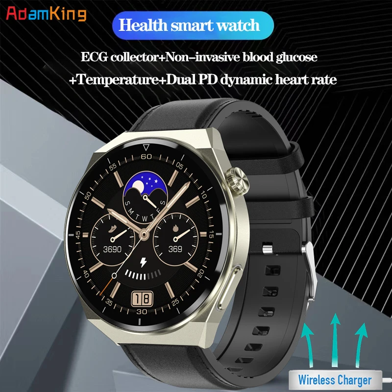 

New ECG+PPG Smart Watch Men Temperature Blood Pressure Blood-Glucose Fitness Sports Health Watches IP68 Waterproof Smartwatch