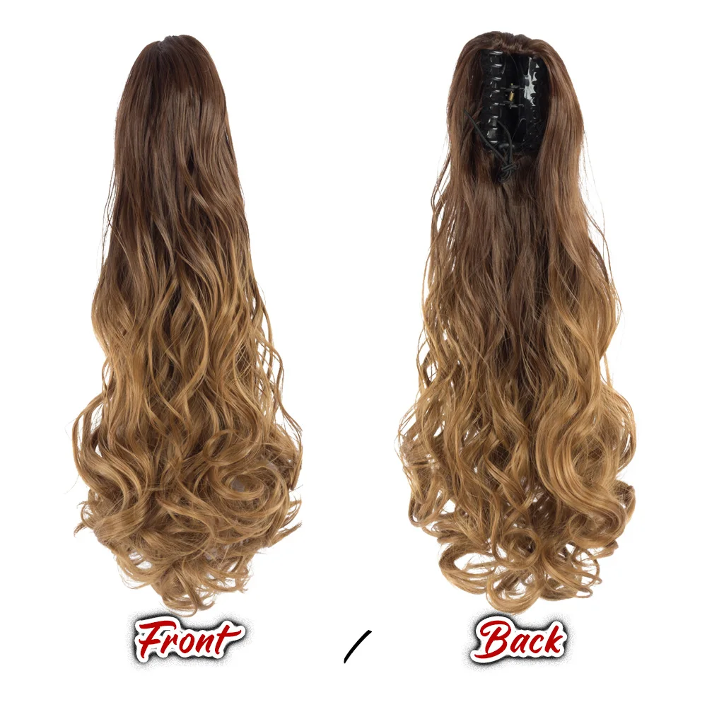 Fake Hair Extensions Synthetic Tail Hairpiece Pony 22 inch Ponytail Extensions Claw Clip Drawstring False Pigtail Curly Wavy Attached Hair For Women