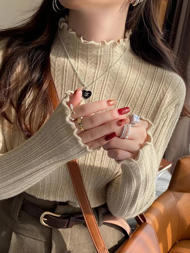 Women Knitted Pullover Sweater Long Sleeved Casual Slim Fit