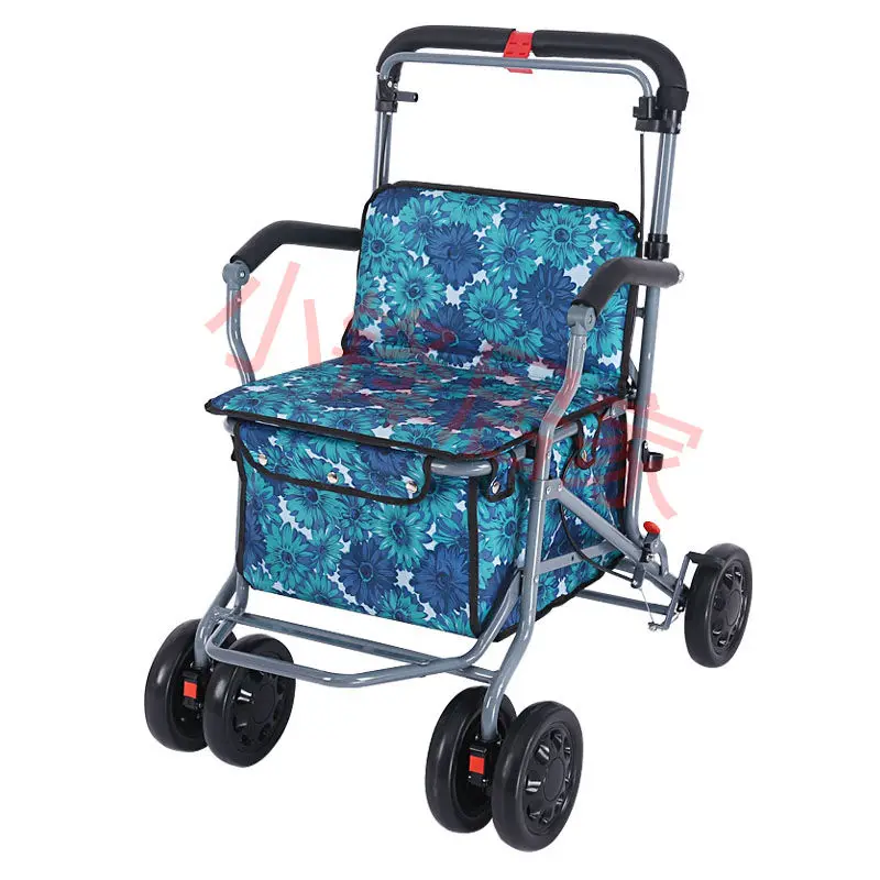 Elderly shopping carts mobility assistance, four wheeled foldable light Walking Stick walkers  walkers for elderly 3