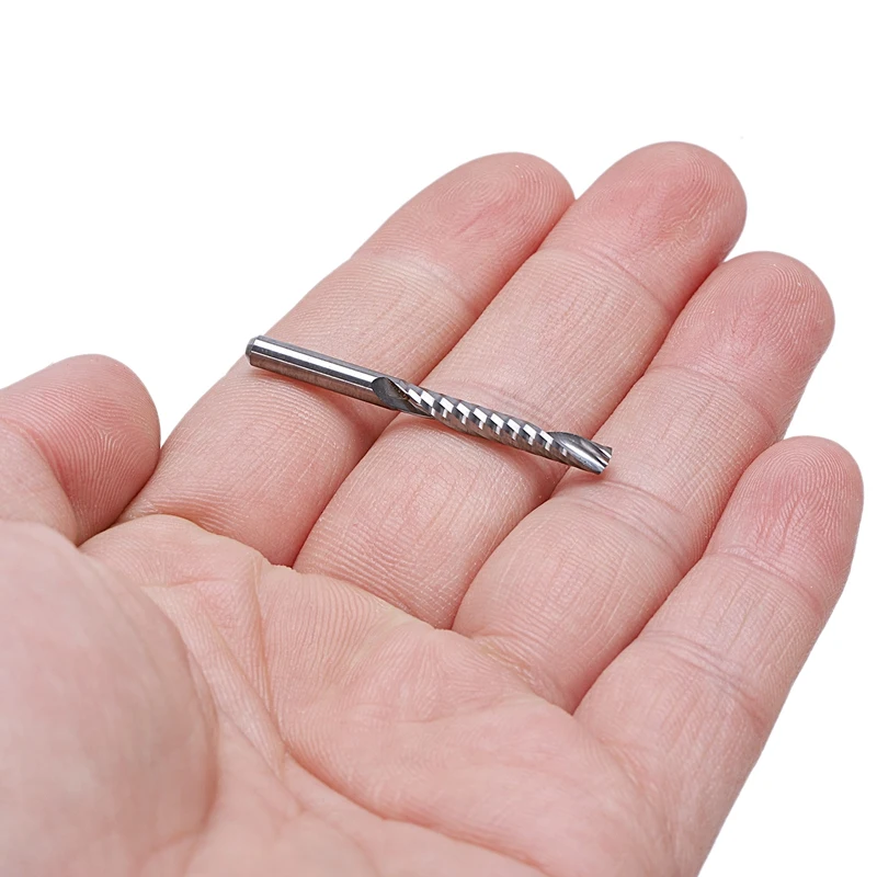 10Pcs Cnc Router Bits 3.175 X 22Mm Single Flute Spiral Carbide Cnc Router Bits Milling Cutter