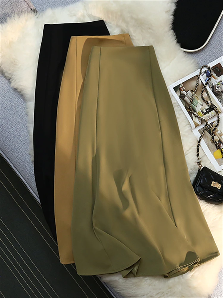 

Юбка-годе Женская трапециевидная, элегантная однотонная короткая юбка с завышенной талией, офисный костюм, весна-лето 2023