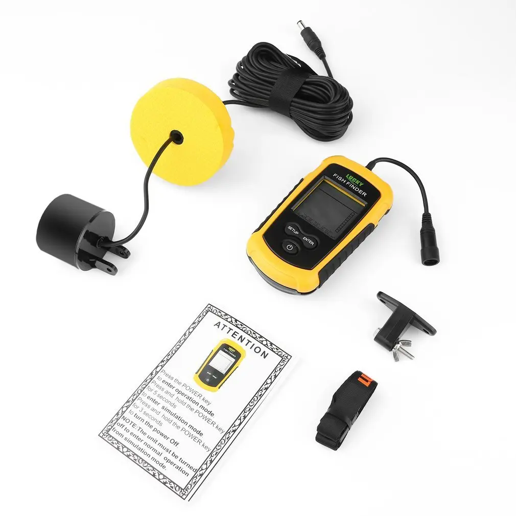 

2021 Portable Fish Finder Sonar Sounder Alarm Transducer Fishfinder 0.7-100m Fishing Echo Sounder with English Display