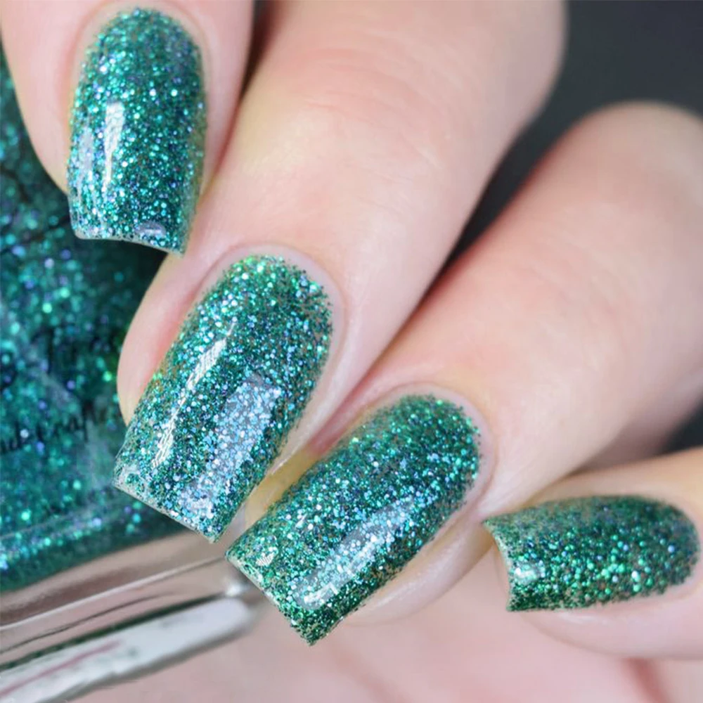 50gGreenGlitterMicaPowderNailArtDecorationsAcrylicPowderNails