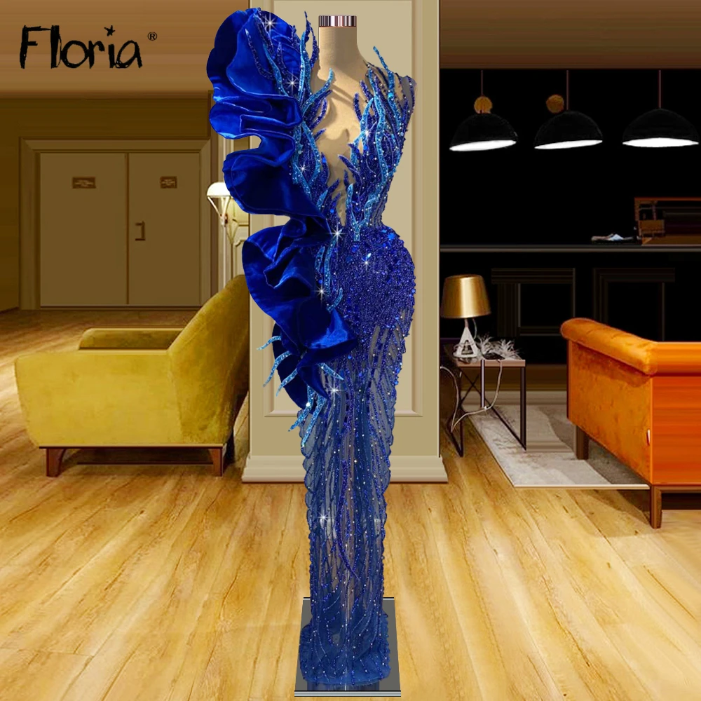 

Aso Ebi Luxury Beading Party Gowns Ruffels Neckling Wedding Party Gowns Women Gorgeous Formal Prom Gowns Customized Vestidos De