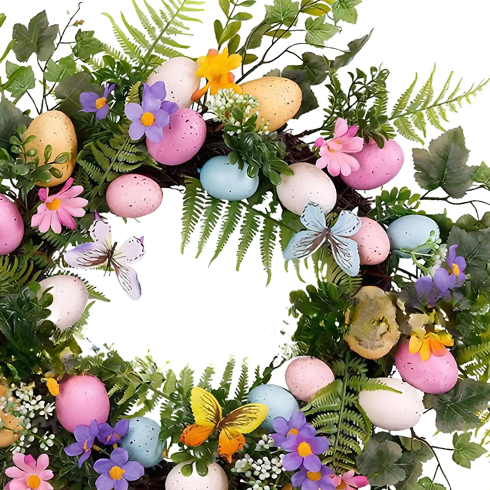 Easter Egg Flower Wreath Artificial Flower Garland Easter Door Garland for Front Door Home Indoor Outdoor Wall Window Decor