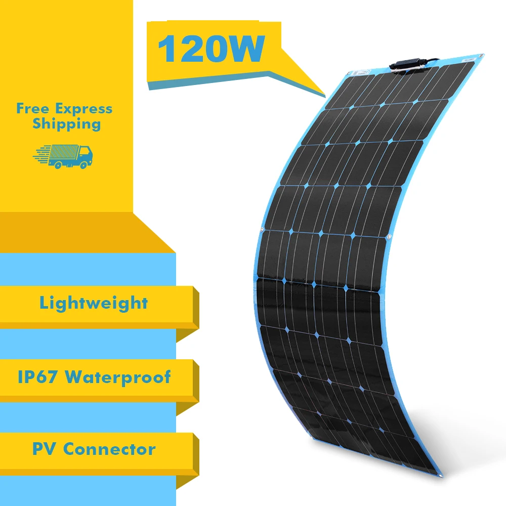 

18V Solar Panel 480W 360W 240W 120W ETFE Flexible Mono Solar Cell & PET Solar Panels Power 12V Battery Charger Camping