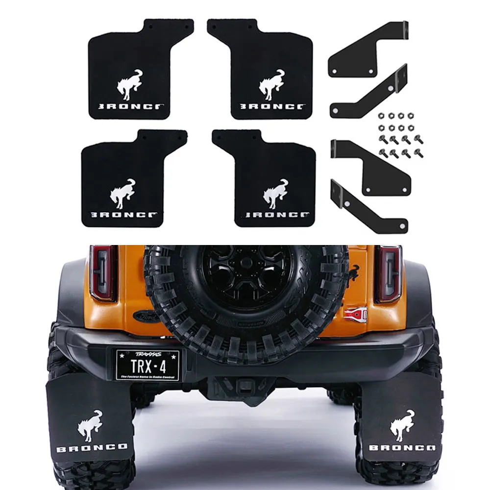 Guardabarros delantero y trasero de goma TRX4 con Stents de montaje de Base para coche trepador de control remoto 1/10 TRX-4 Defender/Fort Bronco 2021 parte
