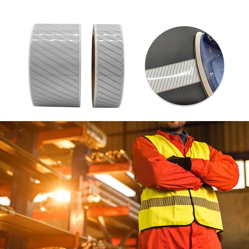 Segmented High Silver Reflective Transfer Film Iron on Clothes Bags T-Shirts Cool for Safety Mark VOOOFENG RS-733-DH