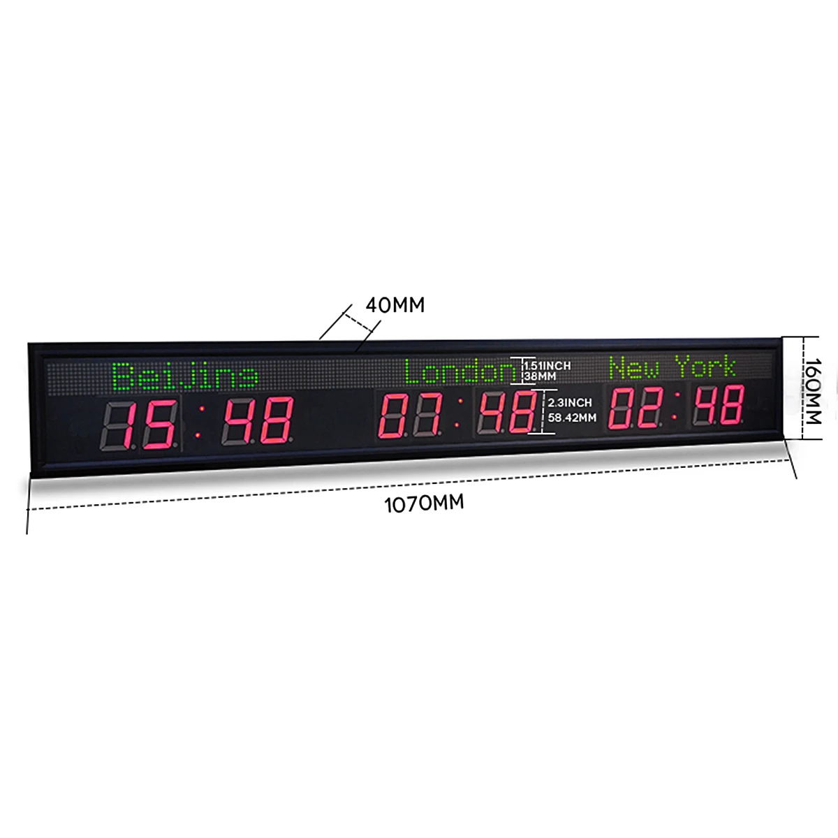 デジタル世界時計 日付表示付 ワールドクロック 壁掛け時計 ウォールクロック