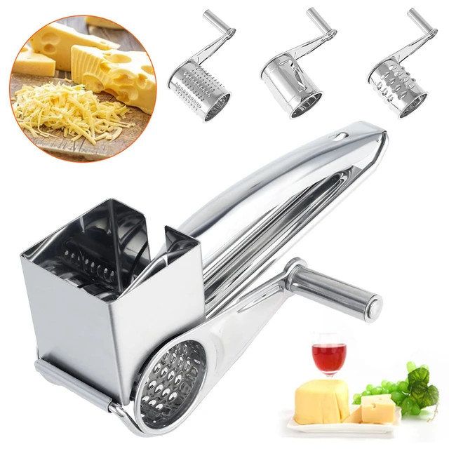 Kitchen Grater Tools Rotary Cheese Grater With 3 Interchangeable Blades  Manual Rotary Cheese Cutter Vegetable Slicer Grater - AliExpress