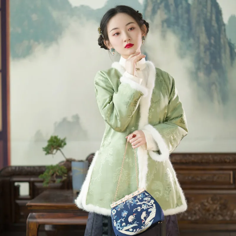 

Autumn Winter Traditional China Clothes Vintage Loose Casual Hanfu Top Chinese Tang Suit Coat Women National Style Padded Jacket