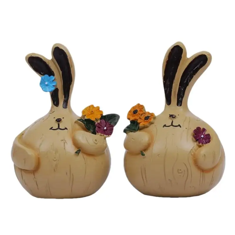

2pcs Easter Bunny Statue Yard Statues Lawn Ornament With Cute & Creative Design Animal Statues Garden Decoration Accessories