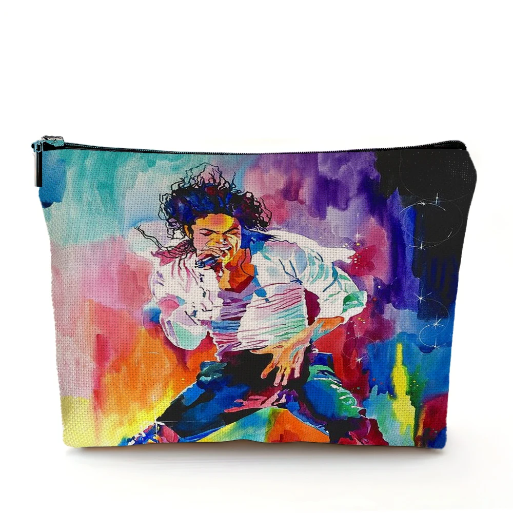 スーパースターマイケルジャクソン化粧品バッグダブルプリント化粧バッグ女性の結婚式のハンドバッグ女性トラベルオーガナイザー子財布