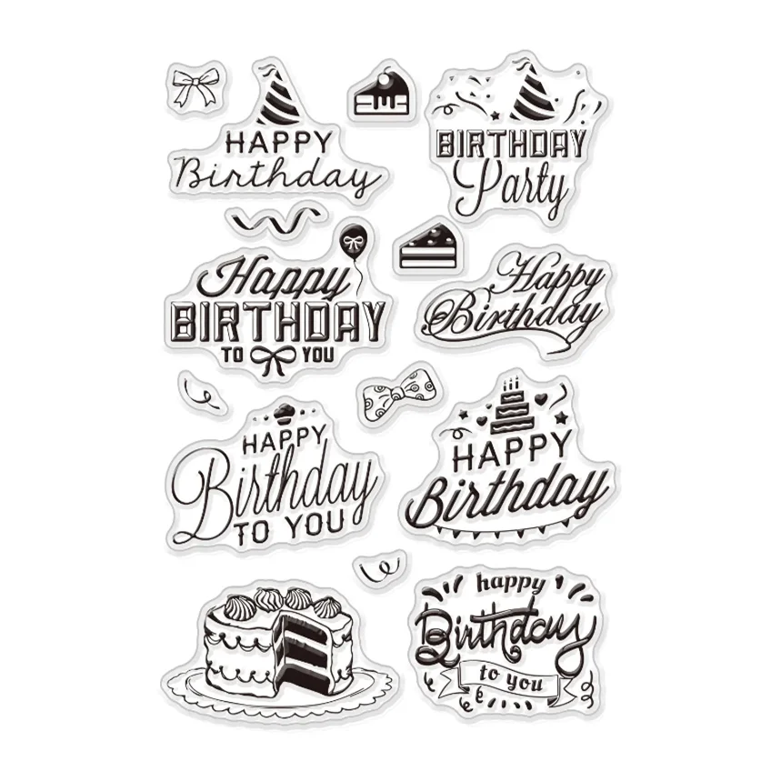Transparent Stamps Seal DIY Scrapbooking Happy Birthday Words Photo Album Decorative clear stamps