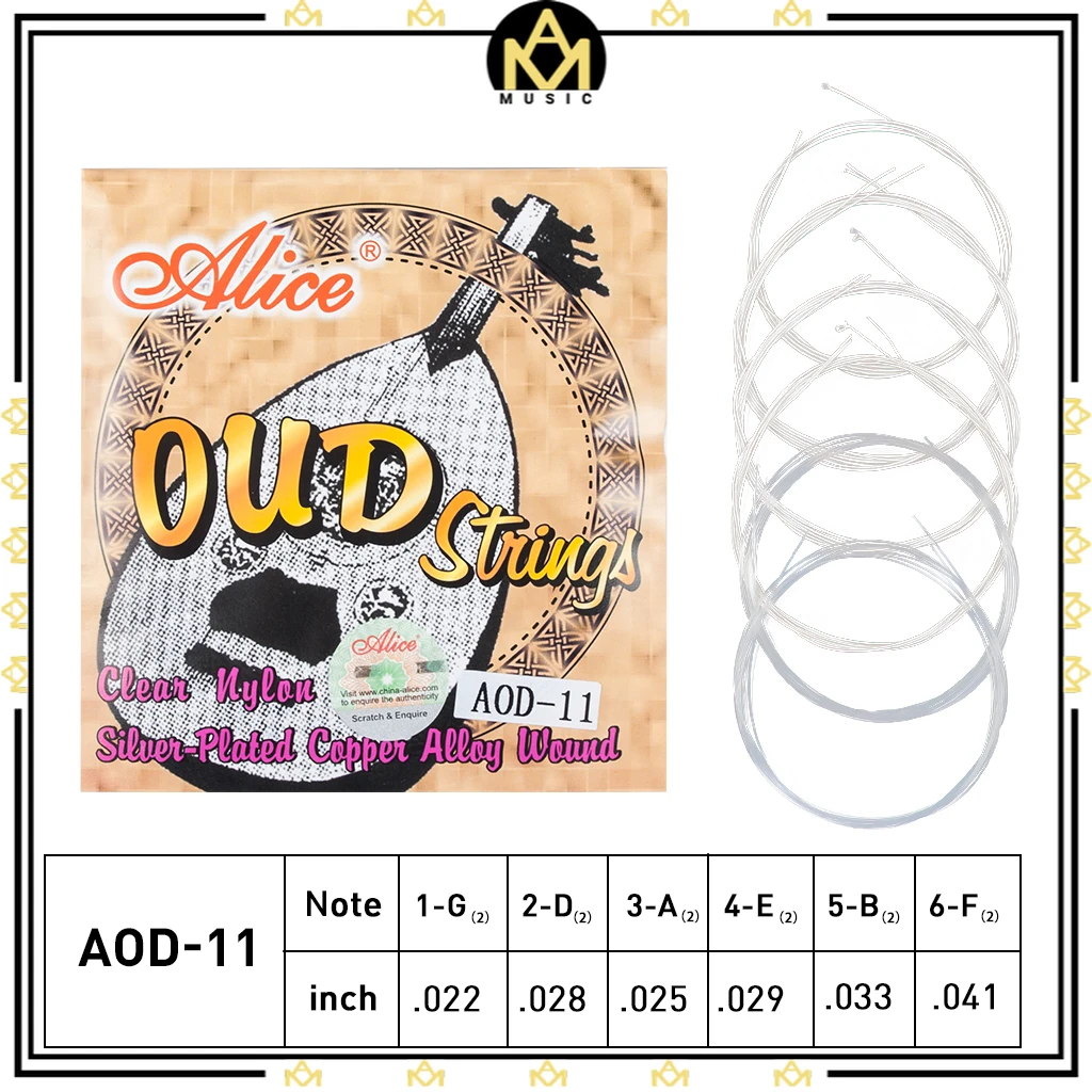 NEW Alice OUD Strings AOD-11 Set Silver-Plated Copper Wound White Clear Nylon for Classical Guitar Instrument Accessories | Спорт и