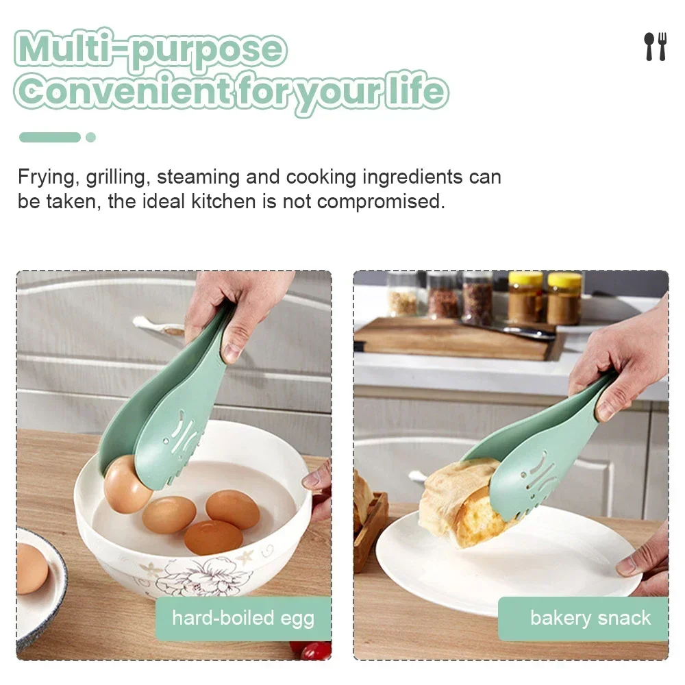 1/2PCS 3 in 1 Plastic Food Clamp Non-Stick Kitchen Tongs Multifunctional Salad Bread Dim Sum Clamp Egg White Filtration Strainer food tongs kitchen utensils set