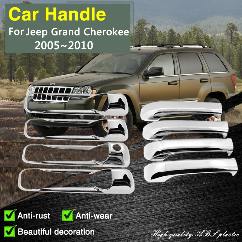 

for Jeep Grand Cherokee 3 III WK 2005 2006 2007 2008 2009 2010 Chrome Smart Door Handle Cover Car Style Accessorie Stickers Trim