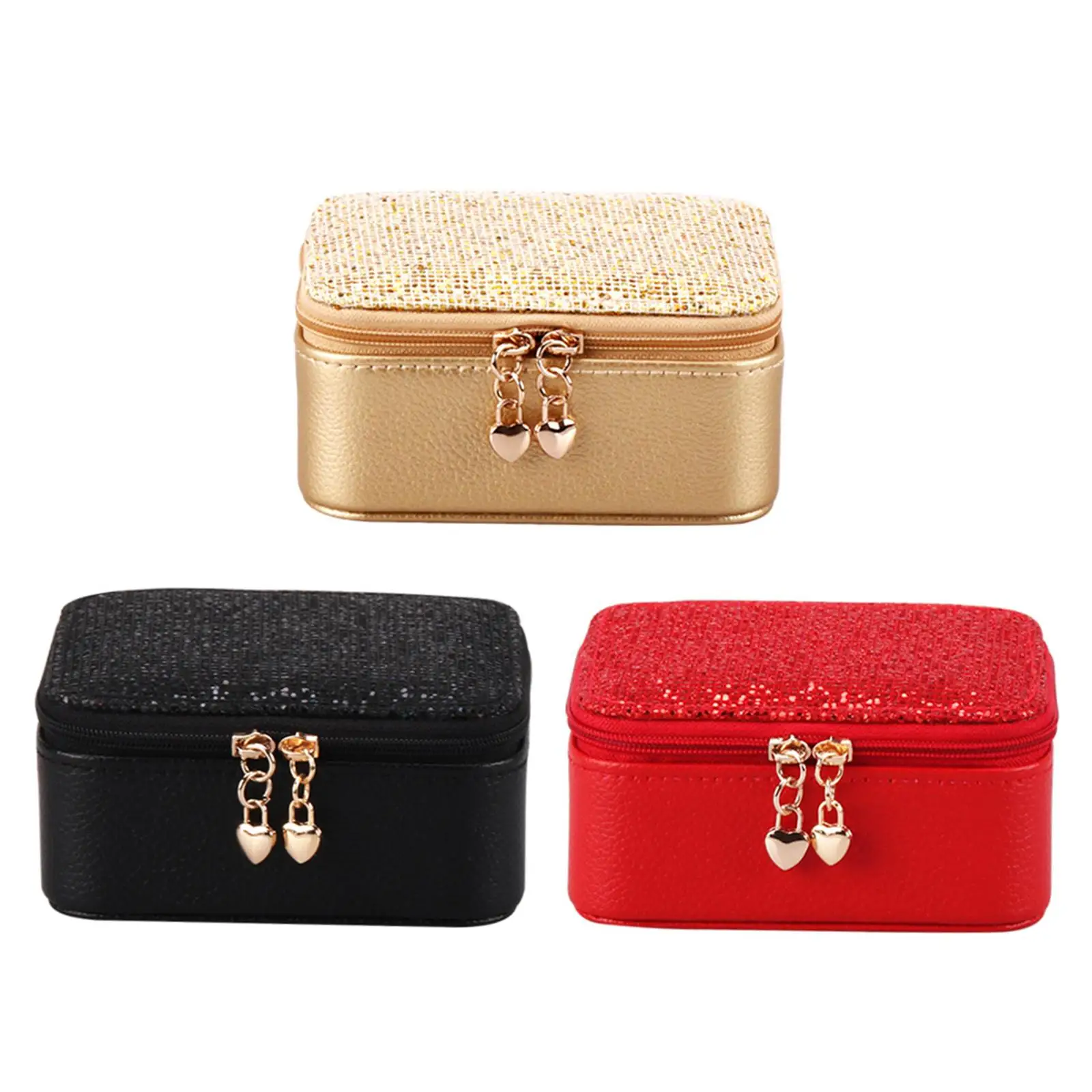 

PU Jewellery Box Organizer Velvet Liner Travels Earrings Storage Case