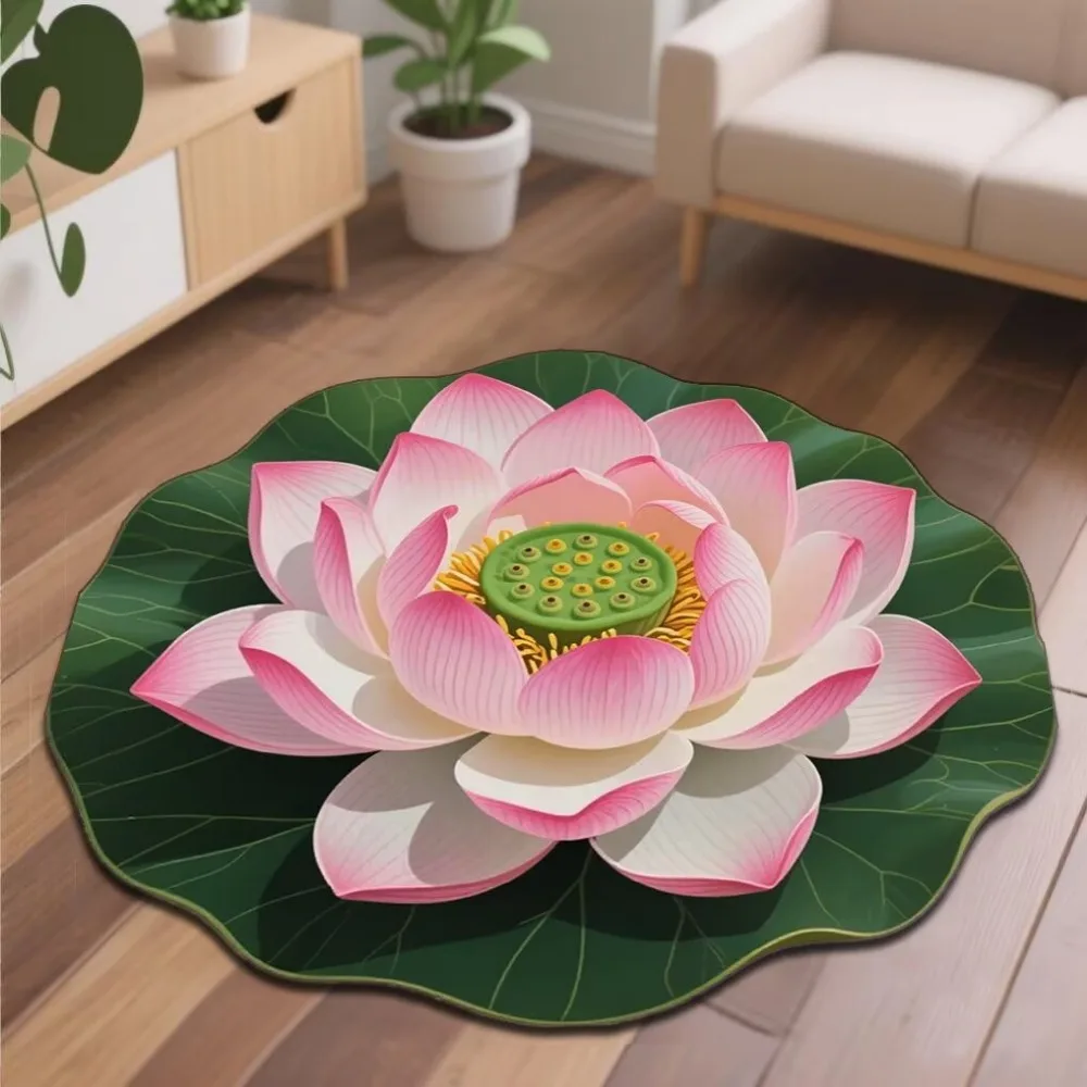 새로운 대형 연꽃 카펫 3D 흡수성 욕실 바닥 매트 미끄럼 방지 불규칙한 모양의 도어 가스켓 거실 테이블 침대 옆