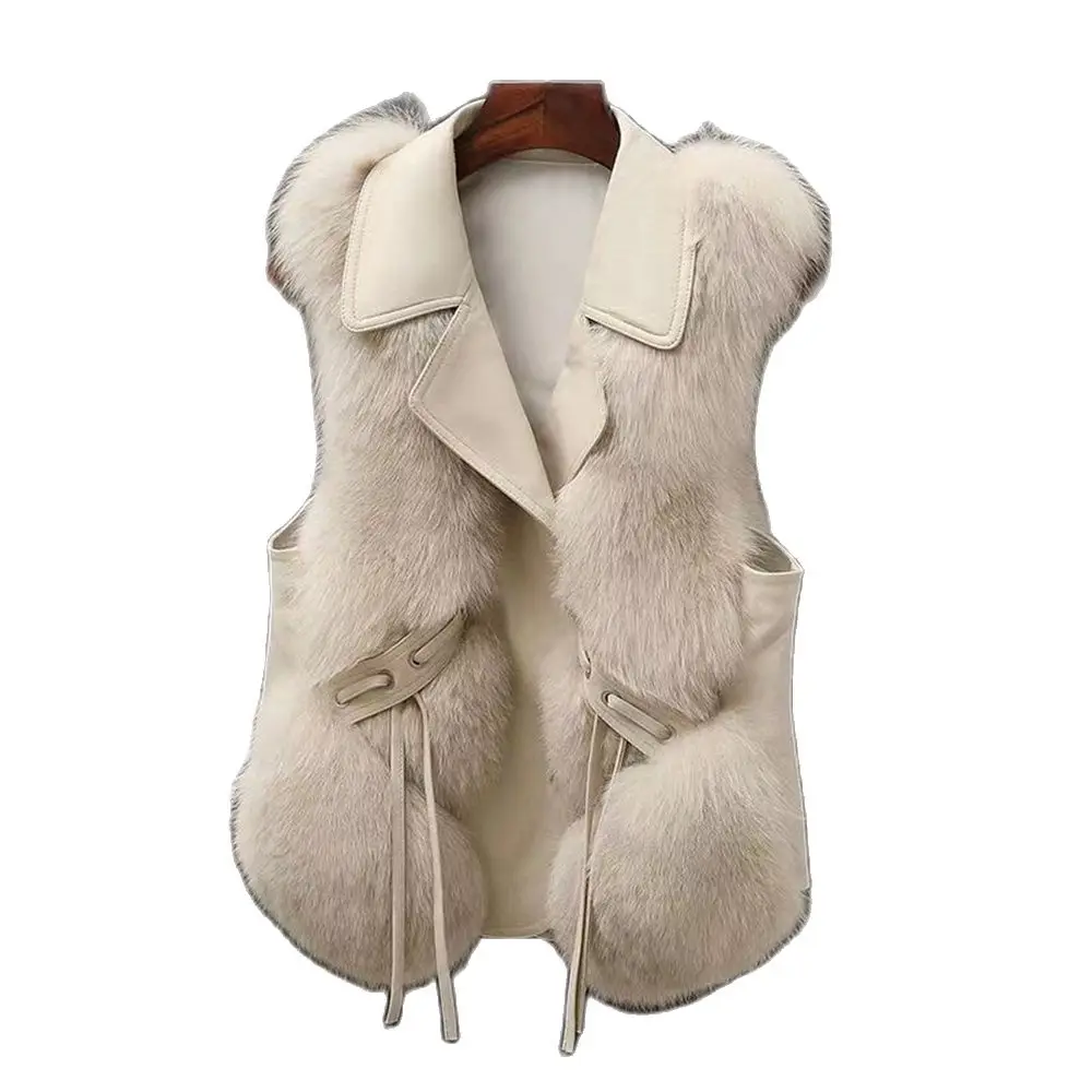 

Women Fur Vest Winter Waistcoat Fur Vest Female Waistcoat Gilet Warm High Quality Imitation Fox Fur Vest Sleeveless Fur Jacket